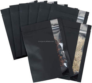 Sacs <span class=keywords><strong>de</strong></span> rangement réutilisables noirs, 50 pièces, fenêtre <span class=keywords><strong>de</strong></span> vision verticale, avec pratique sur pied, anti-odeurs, 5x7 pouces - Product Image 1