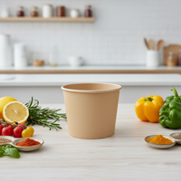 Bol à salade avec gobelet en papier monocouche, logo couleur personnalisable, résistant à l'eau et compatible avec le couvercle