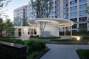 Corridor paysager en structure acier sur mesure, pavillon de loisirs extérieur en acier inoxydable et aluminium, pavillon de repos à panneau unique - Product Image 2