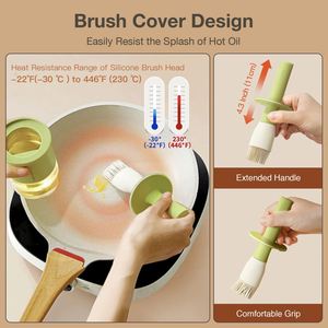 Multifunctional Kitchen Meat BBQ Oil Container 300ml 2 in 1 Custom Glass Olive Oil Silicone <b>Brush</b> <b>Bottle</b> for Cooking - Product Image 3