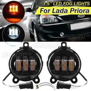 2 pièces, feux antibrouillard LED ronds de 3,5 pouces, 30W, 3000LM, ambre blanc, pour Lada Priora, 12V, 24V, feux antibrouillard pour voitures, 16W - Product Image 1