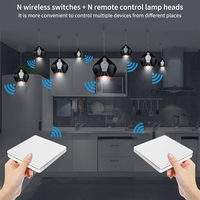 Support de lampe sans fil SIXWGH RF433 avec télécommande, E27, sans batterie, interrupteur cinétique auto-alimenté, kit, portée 30M, IP53, 10A, ampoule LED, maison