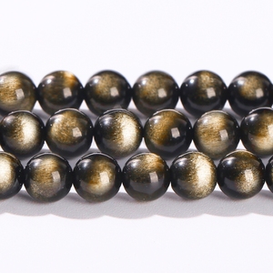 天然金シーン黒曜石ルースビーズ卸売金シーン黒曜石エネルギー石保護天然クリスタルビーズ - Product Image 5