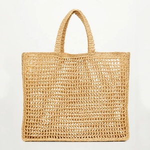 Designer de luxe femmes été plage sac de voyage raphia paille osier fourre-tout Style bohème rose Shopper moraillon fermeture creux sac à main - Product Image 6
