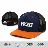 Casquette de baseball pour homme, style designer tendance, bleu roi et rouge, avec logo rectangulaire, dos en maille, 5 panneaux, pour sports de plein air