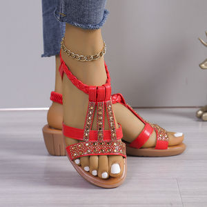 Nouvel ensemble été 2025 – Sandales romaines rétro perlées pour femme 616 – Claquettes plates décontractées et sportives à séchage rapide avec semelle intérieure en PVC - Product Image 4