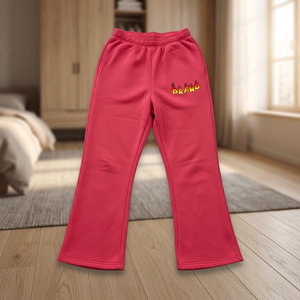 Pantalon de jogging évasé taille mi-haute en dentelle 300 GSM personnalisé pour femmes adultes, 100 % coton, décontracté, patchwork 2025 - Product Image 2