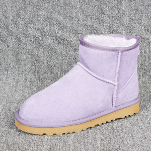 Botas de Neve Clássicas Personalizadas para Meninas e Meninos, Atacado, Novas Botas Femininas de Couro Genuíno Marrom com Sola Grossa e Quente - Product Image 1