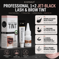Kit Professionnel de Teinture Cils et Sourcils Noir Jet 7ml Crème Colorante 7ml Révélateur Mélange 1:1 pour Usage en Salon OEM