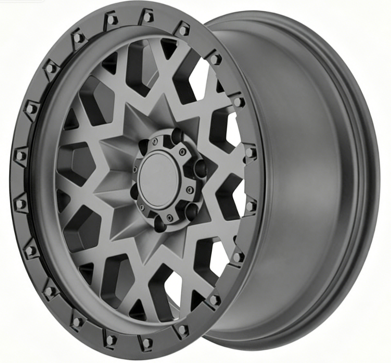 17 18 20 Inch Matte Gray Star Spoke Offroad Cast Wheels Simulated ...