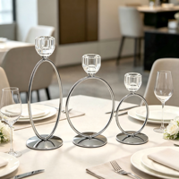 Supports de bougies modernes en fer électroplaqué et cristal, bougeoirs en verre transparent, vendus séparément ou en ensemble complet