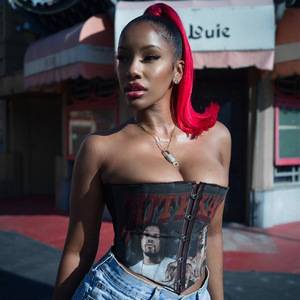 Top corto de punto con corpiño estampado para mujer - Product Image 1