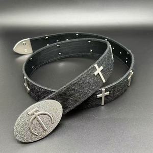Novedoso Cinturón <span class=keywords><strong>OYE</strong></span> de Cuero con Cruz Oscura y Pelo de Caballo Estilo Punk Vintage para Hombre y Mujer de Alta Calidad y Metal Pesado para Hip-Hop Rock - Product Image 3