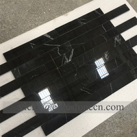 Carreaux de marbre noir poli gris naturel au design moderne pour salle de bain, salon, villa, usage intérieur