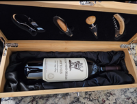 Ensemble de boîtes à vin en bois Elegance Boîte cadeau pour bouteille unique de taille personnalisée avec couvercle à charnière et bocaux de rangement