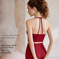 Soutien-gorge de sport à col en V torsadé et dos nu pour femme, maintien élevé, absorption des chocs, effet push-up, en Spandex/Nylon, idéal pour le fitness et le Pilates