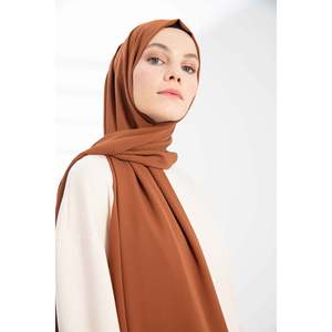 Châle en crêpe - Voile en polyester froissé imprimé noisette, style carré long et tendance pour usage quotidien au printemps, en été et en automne - Product Image 5
