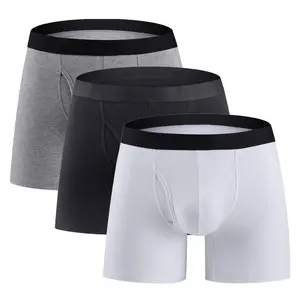 QUEENA Men's Boxer Briefs Soft Panties Swimming Trunks Fashionable Large Size Long Sports Shorts Men Ice Silk Flat Pants