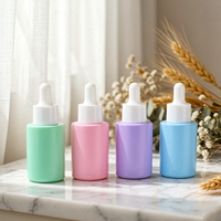 Lot de flacons compte-gouttes en verre couleur macaron de 30 ml, cylindriques, rechargeables, pour sérums et huiles essentielles, assortiment rose, bleu, vert, violet