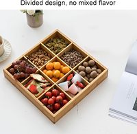 Accesorios de pulsera de bambú de 9 compartimentos Caja de almacenamiento de aperitivos de alimentos secos Organizador de artículos diversos de escritorio