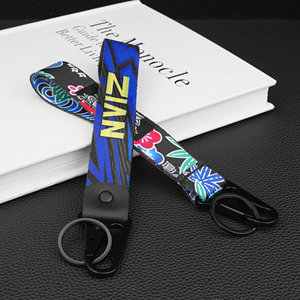 <b>Nylon</b> <b>Carabiner</b> Keyring Silk Print Wrist <b>Strap</b> Custom Short Lanyard Keychain Portable Outdoor Tactical Accessory - Product Image 1