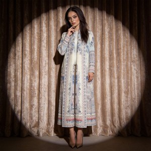 Abaya élégante en polyester plissé imprimé de luxe pour femmes musulmanes, robe sur mesure, fournisseur en gros, nouveau design - Product Image 1