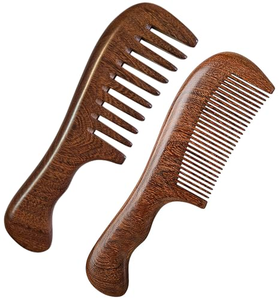 Peigne à cheveux en bois de santal de haute qualité, peigne à cheveux naturel fait à la main, peigne à dents larges antistatique - Product Image 1