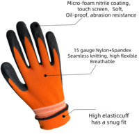 Gants orange résistants à l'huile et à l'abrasion, conformes à la norme SNELL, 15G, tricot sans couture, enduits de nitrile, pour la récolte agricole