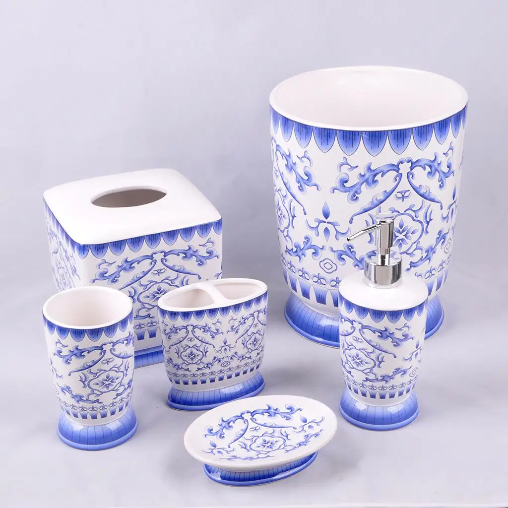 Nordic White Marble Effect Bathroom Accessories Set Luxury Ceramic Bathroom Set