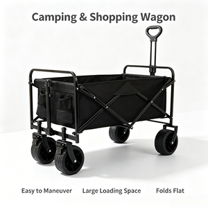Chariot de camping pliable en acier inoxydable à ouverture arrière réglable, quatre roues, chariot utilitaire portable pour l'extérieur, pique-nique familial, courses - Product Image 2