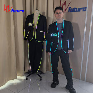 Costume lumineux LED pour <span class=keywords><strong>homme</strong></span>, ensemble veste et pantalon vert lumineux, nom personnalisé pour la scène de fête, DJ, club, <span class=keywords><strong>tenue</strong></span> de performance - Product Image 2
