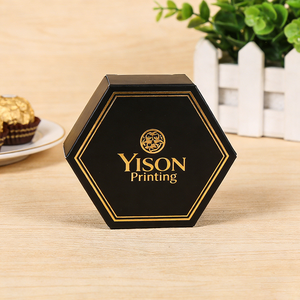 Boîte cadeau hexagonale de luxe personnalisée pour chocolats, avec motif gaufré en feuille d'or - Boîte cadeau rigide empilable pour chocolats gastronomiques - Product Image 5