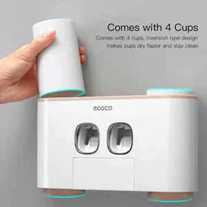 Distributeur automatique de dentifrice mural pour salle de bain 2023 <span class=keywords><strong>Ecoco</strong></span> avec 5 porte-brosses à dents pour personnes handicapées - Product Image 4