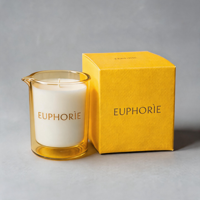 Contenant de bougie vide de 6 oz bleu unique avec bec verseur pour massage et couvercle en bambou, pour l'exportation mondiale en gros de fournitures pour bougies