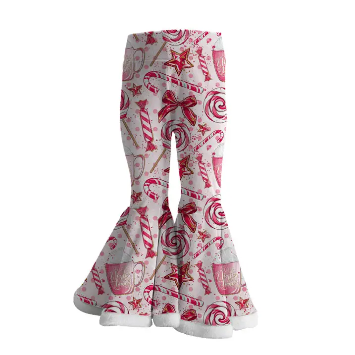 2023 son moda kız kadife kumaş kış çan dipleri butik çocuk giysileri özel tasarım çocuk pantolonları