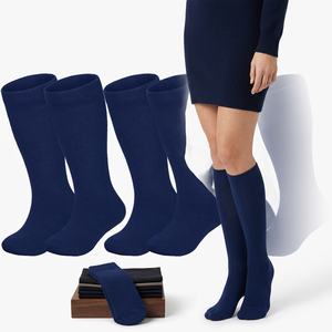 Custom High Quality <b>Knee</b> High Compression <b>Socks</b> with Cuff Detail Breathable Personalized Embroidery Logo Running <b>Socks</b> - Product Image 4