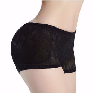 Dames Gewatteerd Slipje Ondergoed M-5XL Plus Size Bloemen Controle Slipje Voor Vrouwen Zwart Beige 2 Stuks Pad Shaper - Product Image 3