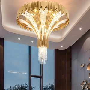 โคมไฟระย้าคริสตัล LED หรูหราสำหรับตกแต่งภายในโรงแรม วิลล่า บันได และโถงทางเดิน ผลิตภัณฑ์ใหม่ ออกแบบตามสั่ง - Product Image 1