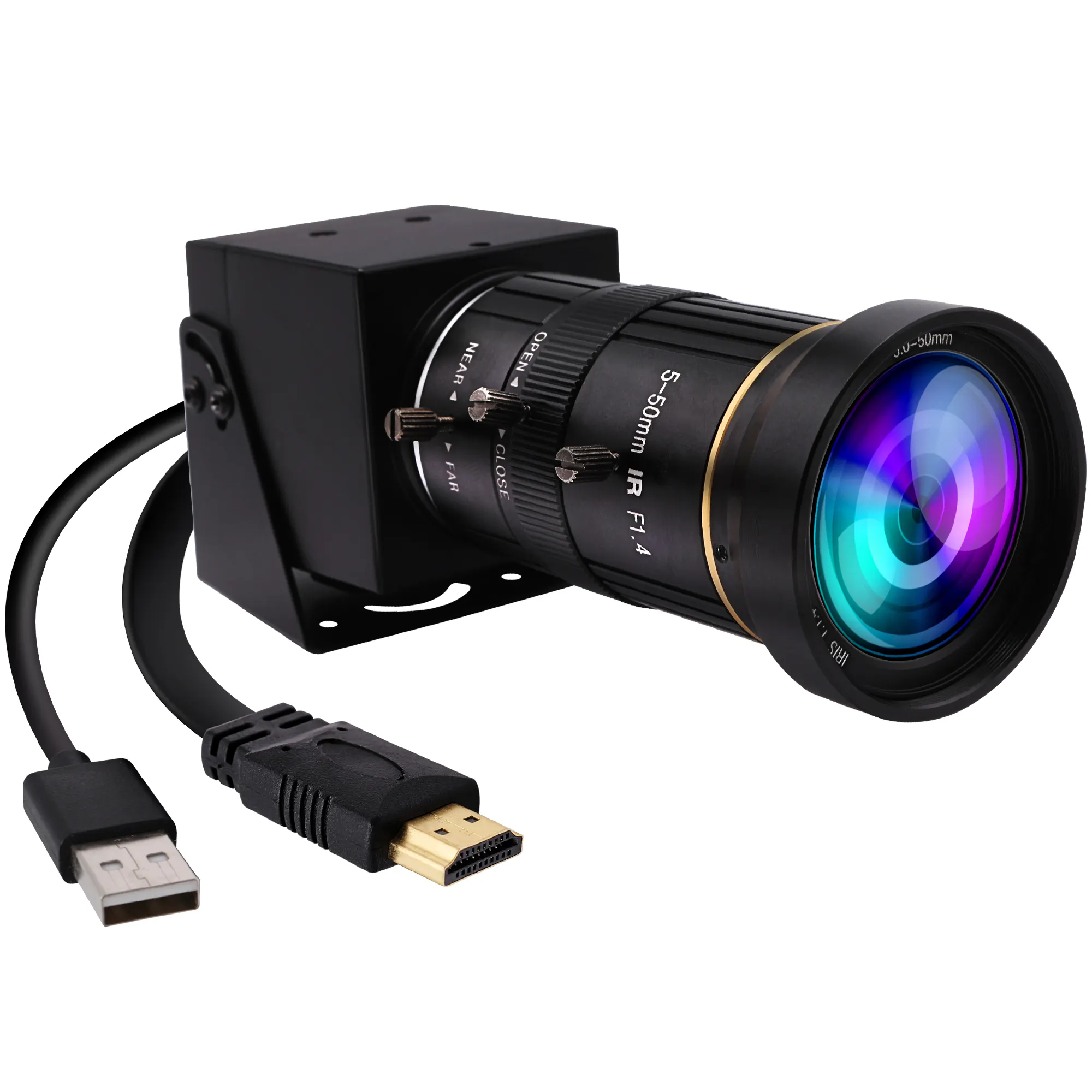 Elp 4K HDMI USB máy ảnh H.264 H.265 Kính thiên văn 8MP imx415 công nghiệp Webcam 5-50mm Varifocal tập trung Hướng dẫn sử dụng Zoom Webcam cho máy tính