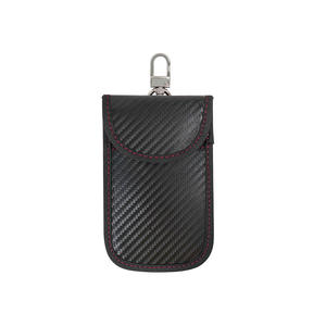 กระเป๋าใส่กุญแจรถยนต์แบบพกพาขนาดเล็ก ทำจากหนัง PU ผสมคาร์บอนไฟเบอร์ พร้อมซิป ป้องกันสัญญาณรบกวน - Product Image 5