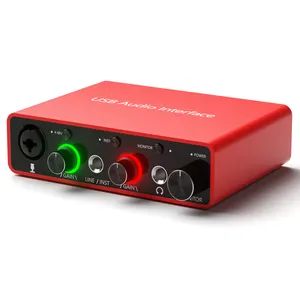 Interface customizável xlr 24bit-192khz wrugste, interface de áudio para estúdio de gravação, mixer 2i2, placa de som de áudio uac, interface de áudio usb