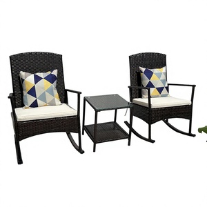 Ensemble de chaises à bascule modernes avec coussins en polyester résistant aux intempéries, structure en acier, meubles d'extérieur durables pour hôtel et jardin - Product Image 3