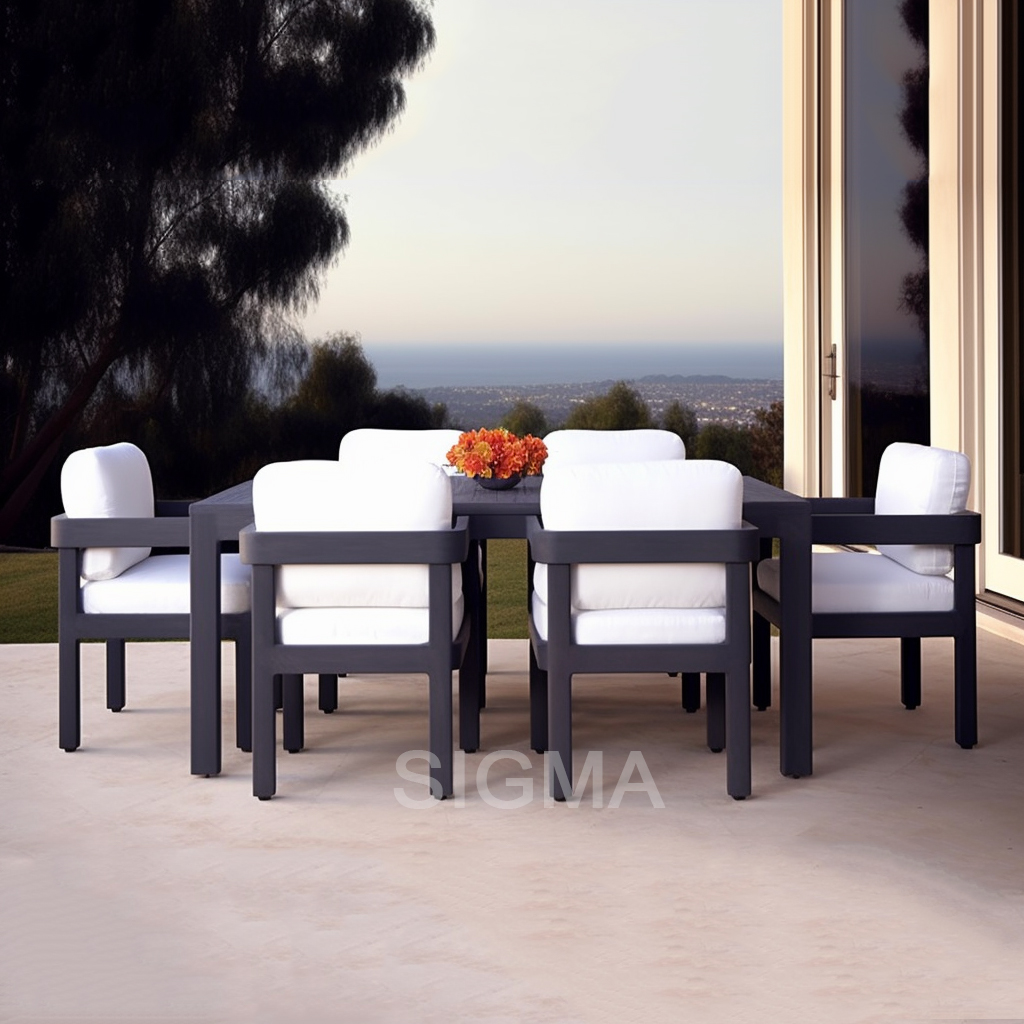 Modern aluminum patio furniture outdoor dining chairs garden waterproof fabric chair