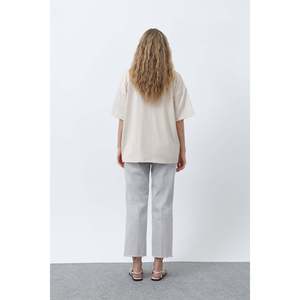 Pantalones Oxford de Pierna Recta para Mujer, Color Beige, Cintura Media, Transpirables - Product Image 5