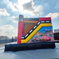 Château gonflable Red Lightning McQueen avec toboggan, voitures de course, château gonflable avec parcours d'obstacles amusant