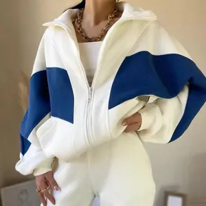 Áo Gió Thời Trang Full Zip Áo Thun Áo Khoác Màu Khối Theo Dõi Phù Hợp Với Polyester Tracksuit Trắng Xanh Bị Chặn Nhanh Khô Phù Hợp Với