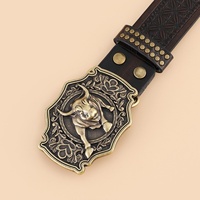 Ceinture en cuir punk pour homme, style western, avec boucle en alliage, tendance rétro, très populaire en Europe et en Amérique