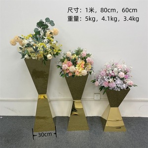 Soportes de <span class=keywords><strong>flores</strong></span> de acero inoxidable dorado y plateado, jarrones, decoración de boda, centros de mesa, espejo de Metal, soporte de Pedestal para exhibición de <span class=keywords><strong>flores</strong></span> - Product Image 4