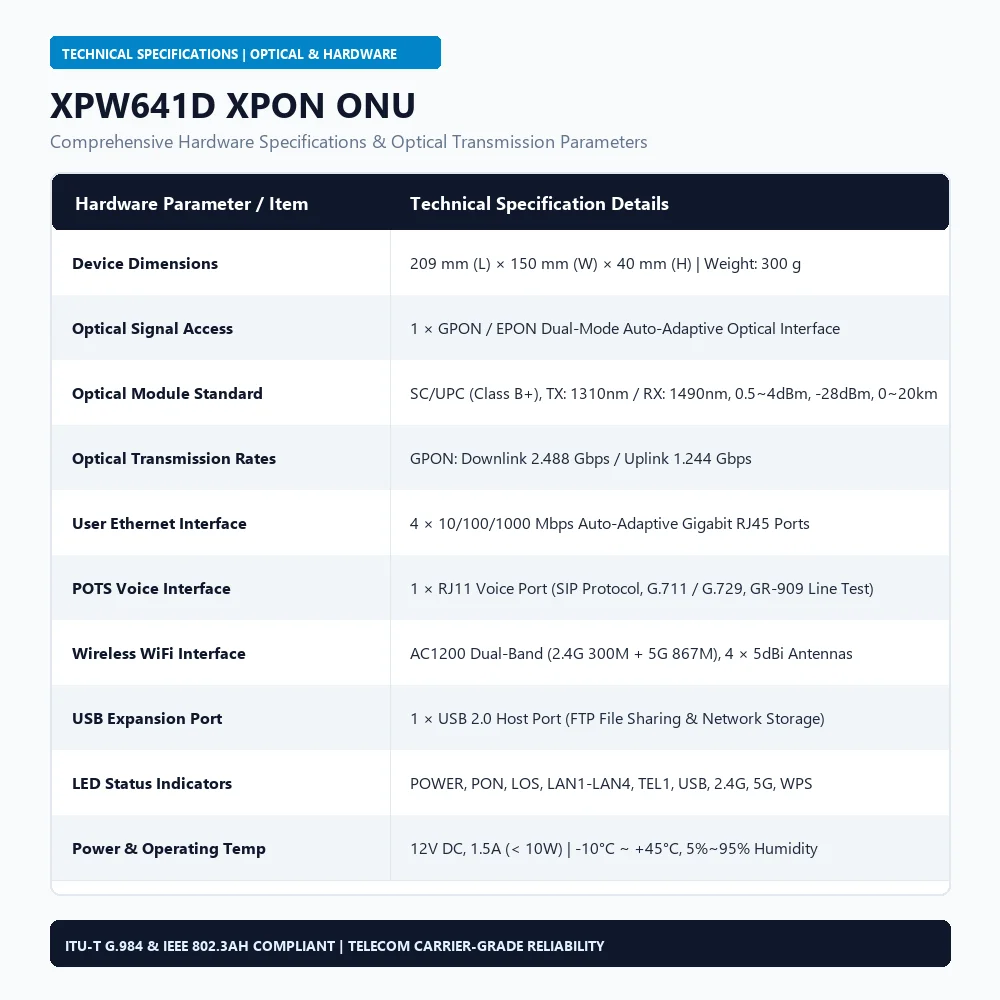 XPW641D AC1200 Dual Band WiFi 5 GPON ONU 4GE RJ45 1VOIP USB Router For FTTH Solution · image 5