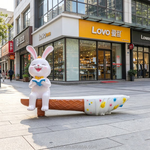 Y930 Banco Decorativo de Jardín con Diseño de Conejo de Dibujos Animados, Asiento Personalizado con Figura de Animal para Parque, Silla Larga de Descanso para Niños en el Parque Infantil - Product Image 5